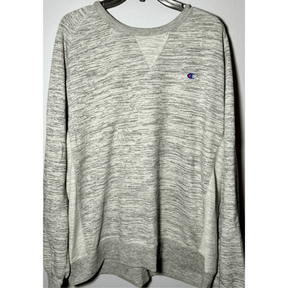 CHAMPION Men's Gray Heather Waffle Knit Crewneck Pullover Sweatshirt Size XXL - Picture 1 of 7